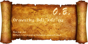 Oravszky Bökény névjegykártya